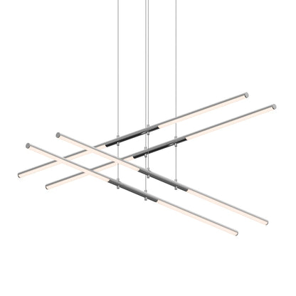 Tik-Tak 47-1/2" Wide LED Two Tier Linear Chandelier with Optical Acrylic Shades