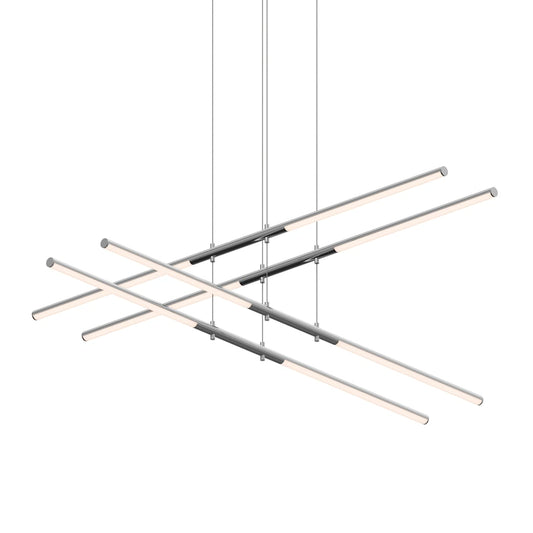 Tik-Tak 47-1/2" Wide LED Two Tier Linear Chandelier with Optical Acrylic Shades