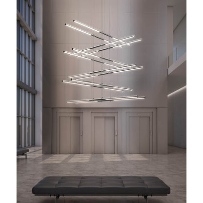 Tik-Tak 47-1/2" Wide LED Two Tier Linear Chandelier with Optical Acrylic Shades