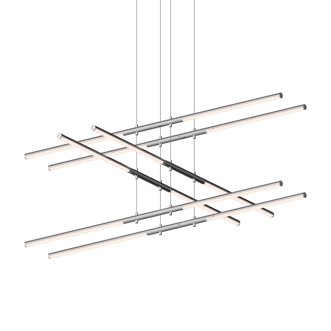 Tik-Tak 47-1/2" Wide LED Three Tier Linear Chandelier with Optical Acrylic Shades