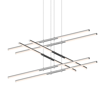 Tik-Tak 47-1/2" Wide LED Three Tier Linear Chandelier with Optical Acrylic Shades