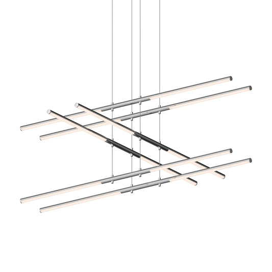 Tik-Tak 47-1/2" Wide LED Three Tier Linear Chandelier with Optical Acrylic Shades