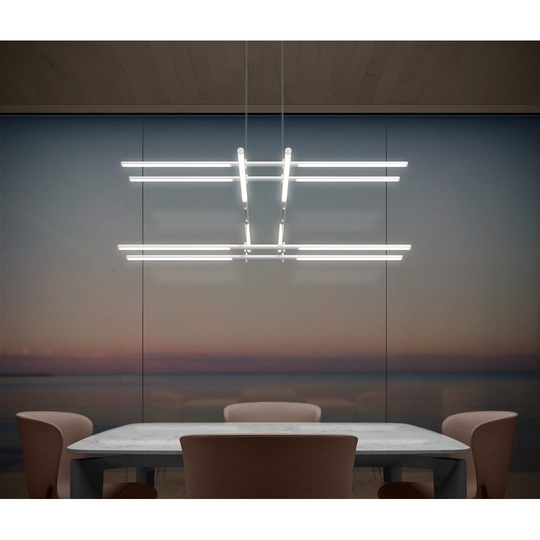 Tik-Tak 47-1/2" Wide LED Three Tier Linear Chandelier with Optical Acrylic Shades