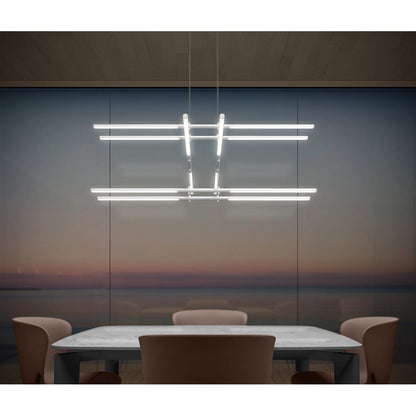 Tik-Tak 47-1/2" Wide LED Three Tier Linear Chandelier with Optical Acrylic Shades