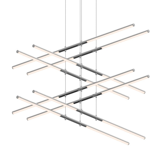 Tik-Tak 47-1/2" Wide LED Four Tier Linear Chandelier with Optical Acrylic Shades