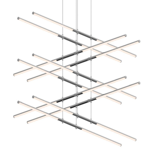 Tik-Tak 47-1/2" Wide LED Five Tier Linear Chandelier with Optical Acrylic Shades