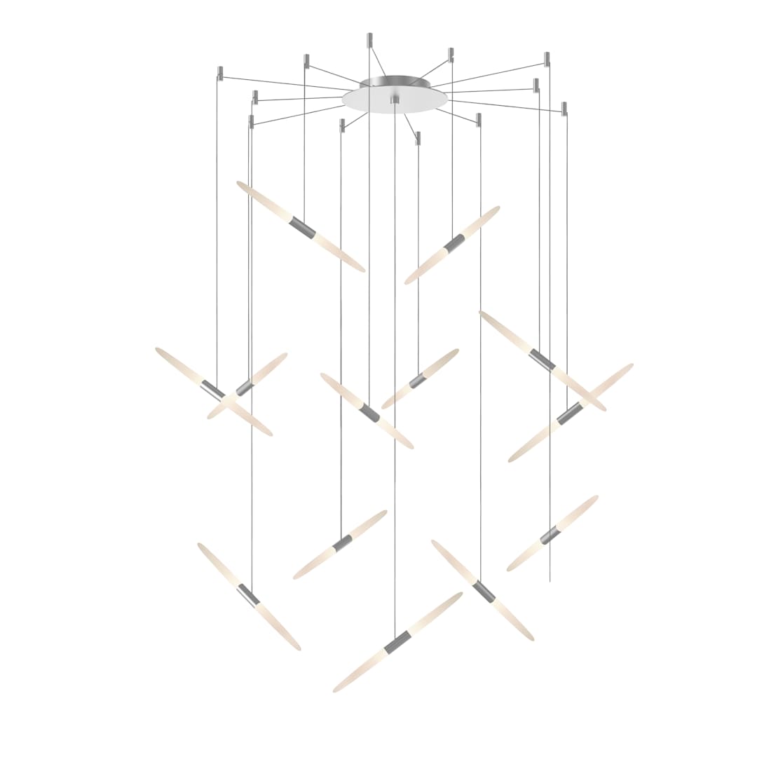 Ballet 13 Light 27" Wide LED Abstract Multi Light Pendant with Flush Mounted Arms