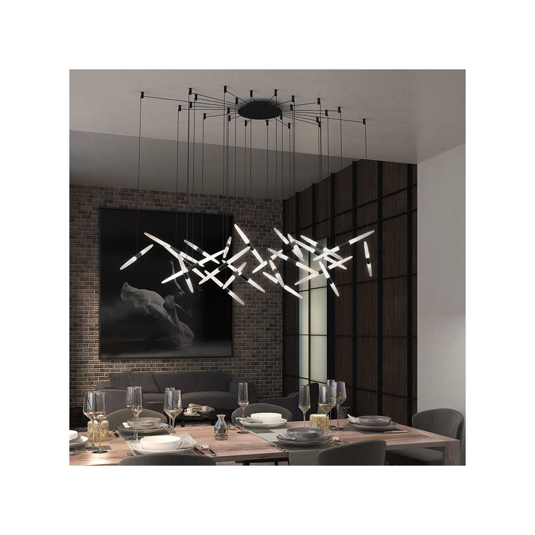 Ballet 13 Light 27" Wide LED Abstract Multi Light Pendant with Flush Mounted Arms