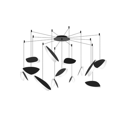 Papillons 13 Light 30" Wide LED Suspension Multi Light Pendant with Black Shades