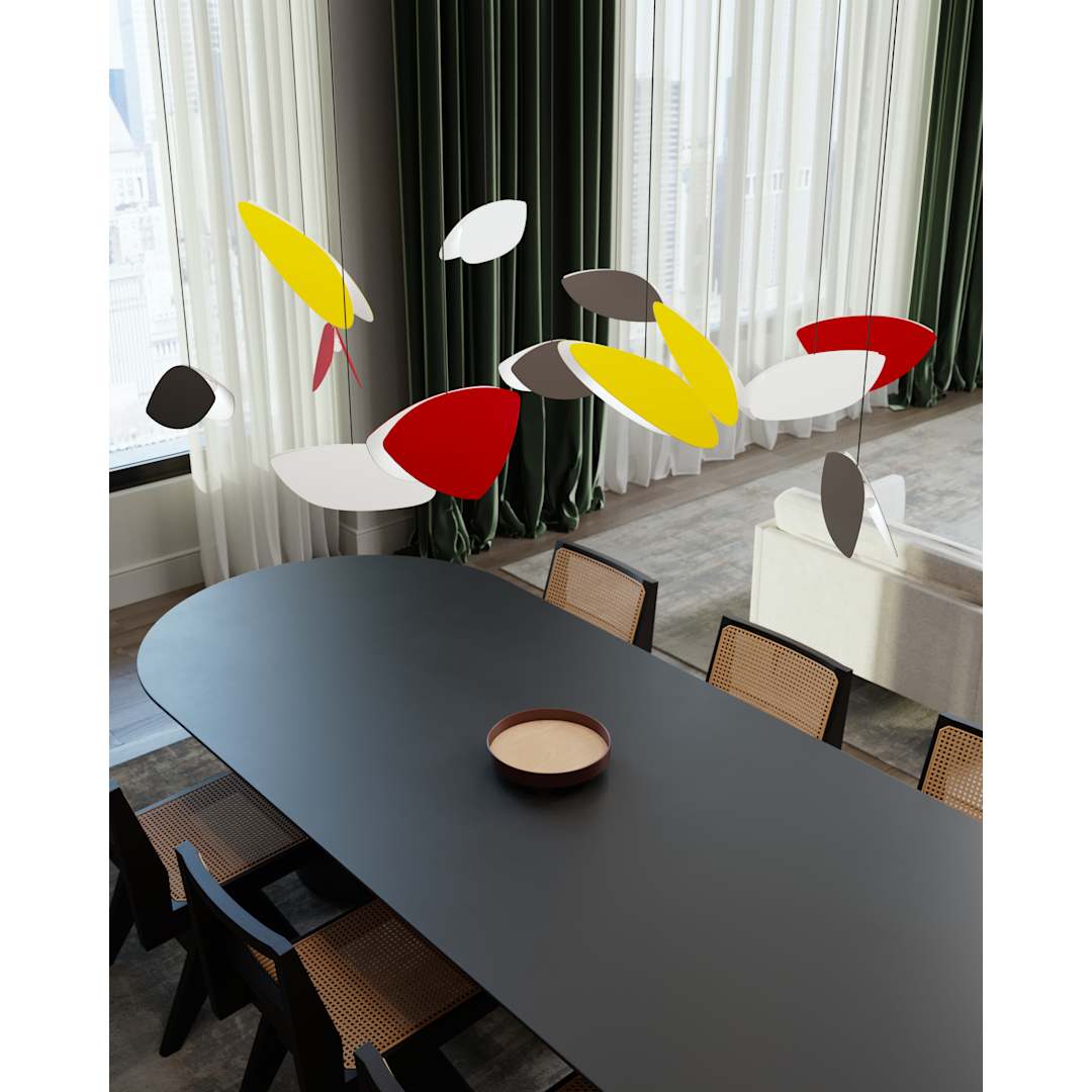 Papillons 13 Light 30" Wide LED Suspension Multi Light Pendant with Black, Red, and Yellow Shades