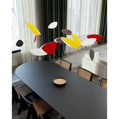 Papillons 13 Light 30" Wide LED Suspension Multi Light Pendant with Black, Red, and Yellow Shades