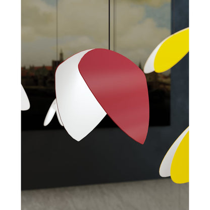 Papillons 13 Light 30" Wide LED Suspension Multi Light Pendant with Black, Red, and Yellow Shades