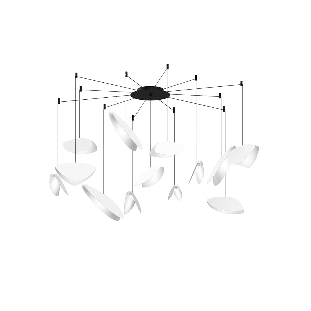 Papillons 13 Light 30" Wide LED Suspension Multi Light Pendant with White Shades