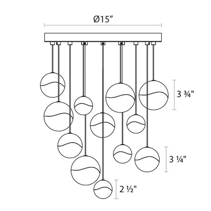 Grapes 12 Light 17" Wide LED Suspension Multi Light Pendant