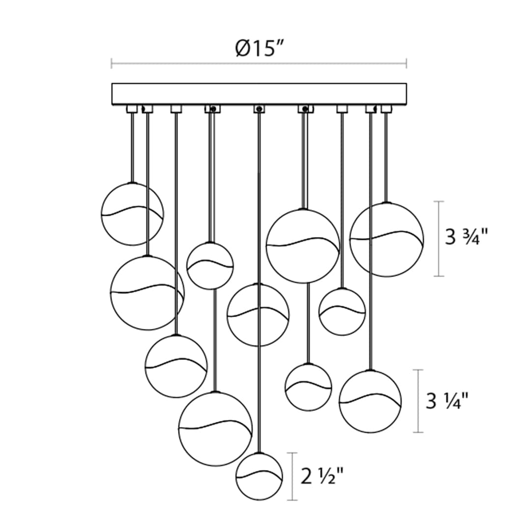 Grapes 12 Light 17" Wide LED Suspension Multi Light Pendant