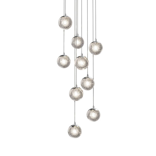 Champagne Bubbles 9 Light 14" Wide LED Multi Light Pendant with Seeded Glass Shades