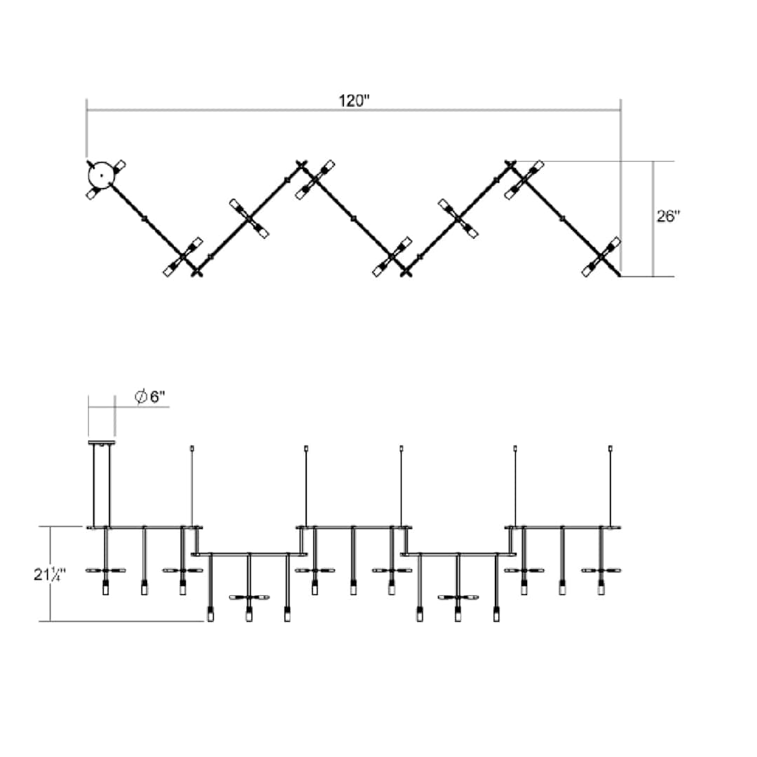 Suspenders LED 5-Bar Zig Zag Multi Light Pendant