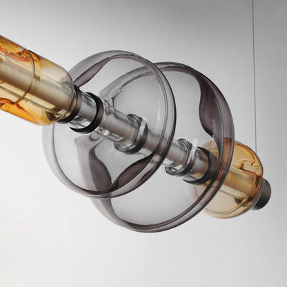 Gusto 71" Wide LED Abstract Linear Chandelier with Hand-Blown Glass Shades