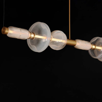 Gusto 71" Wide LED Abstract Linear Chandelier with Hand-Blown Glass Shades