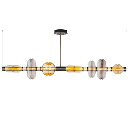 Gusto 71" Wide LED Abstract Linear Chandelier with Hand-Blown Glass Shades