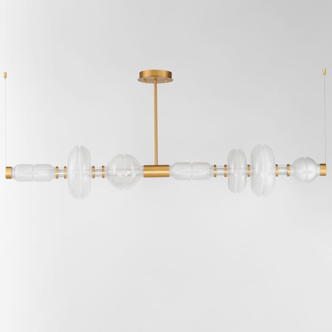 Gusto 71" Wide LED Abstract Linear Chandelier with Hand-Blown Glass Shades
