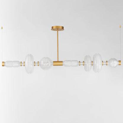 Gusto 71" Wide LED Abstract Linear Chandelier with Hand-Blown Glass Shades