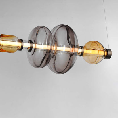 Gusto 71" Wide LED Abstract Linear Chandelier with Hand-Blown Glass Shades