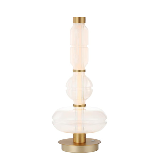 Gusto 28" Tall LED Column Table Lamp with Hand-Blown Glass Shades