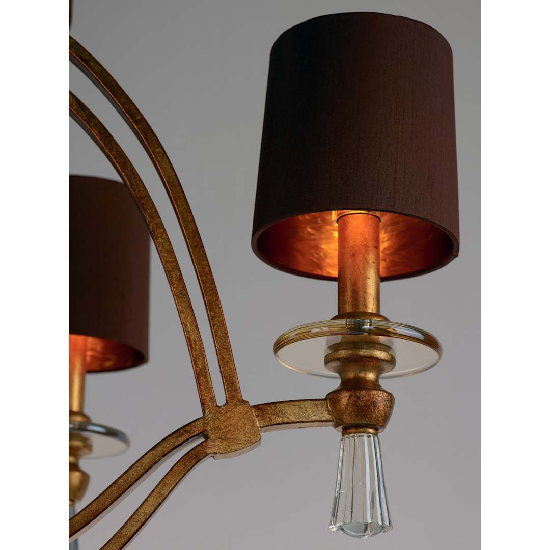 Triomphe 8 Light 38" Wide Chandelier with Silk Shades and Crystal Accents