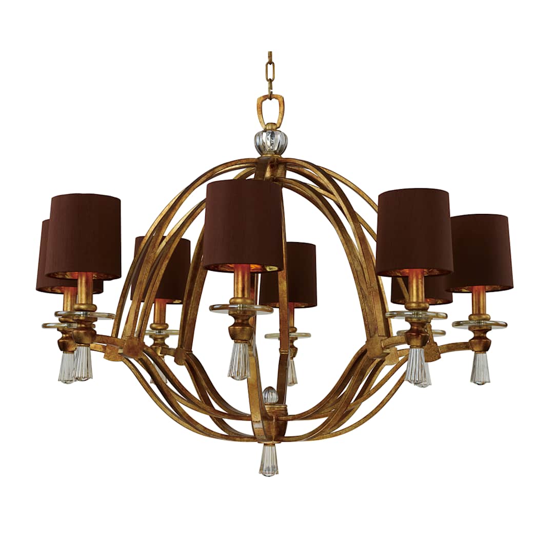 Triomphe 8 Light 38" Wide Chandelier with Silk Shades and Crystal Accents
