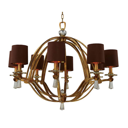Triomphe 8 Light 38" Wide Chandelier with Silk Shades and Crystal Accents