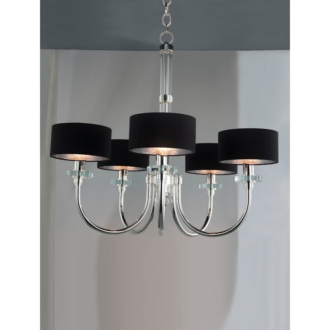 Manhattan 5 Light 34-1/4" Wide Chandelier with Silk Shades