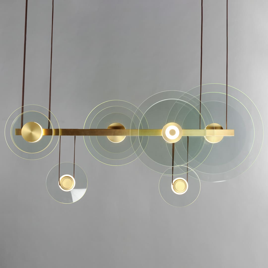 Stratum 61" Wide LED Abstract Chandelier with Clear Glass Shades