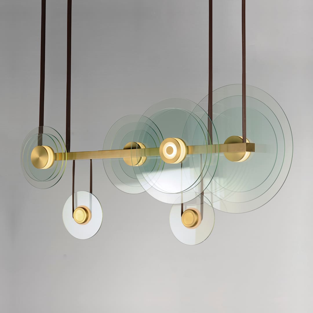 Stratum 61" Wide LED Abstract Chandelier with Clear Glass Shades