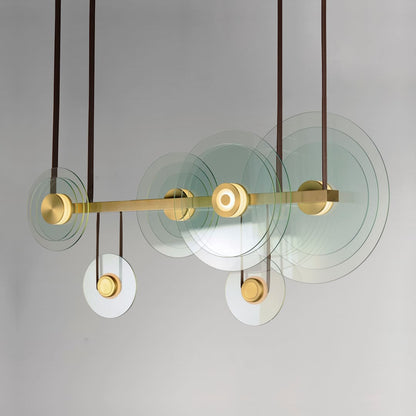 Stratum 61" Wide LED Abstract Chandelier with Clear Glass Shades