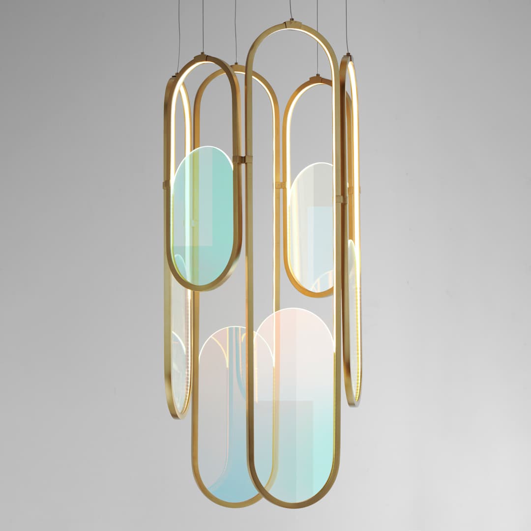 Trance 18" Wide LED Multi Light Pendant with Dichroic Glass Shades