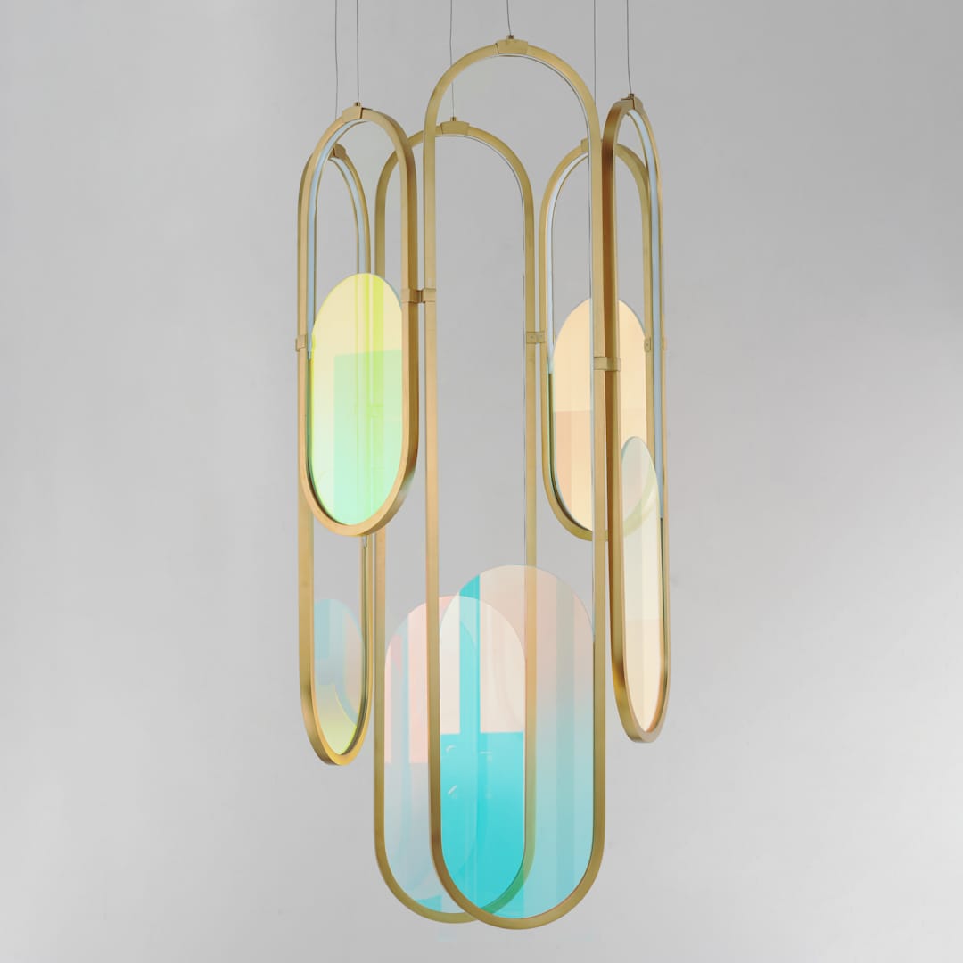 Trance 18" Wide LED Multi Light Pendant with Dichroic Glass Shades
