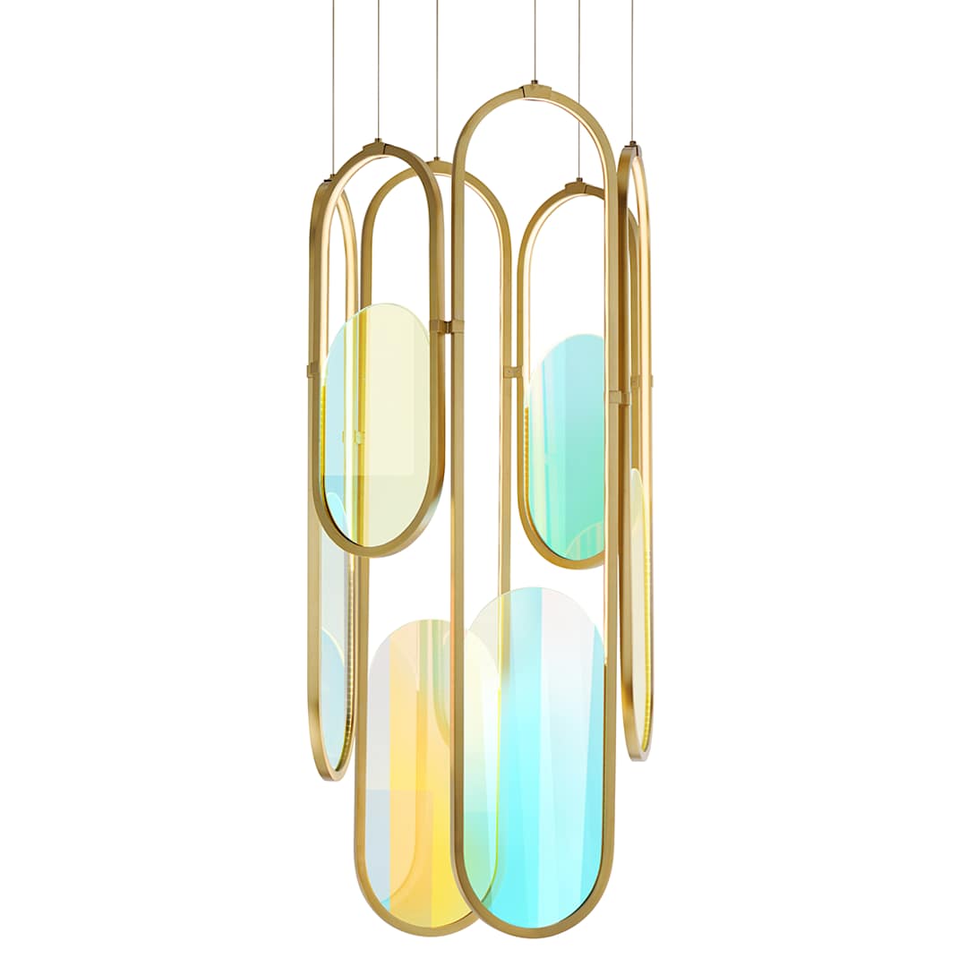 Trance 18" Wide LED Multi Light Pendant with Dichroic Glass Shades