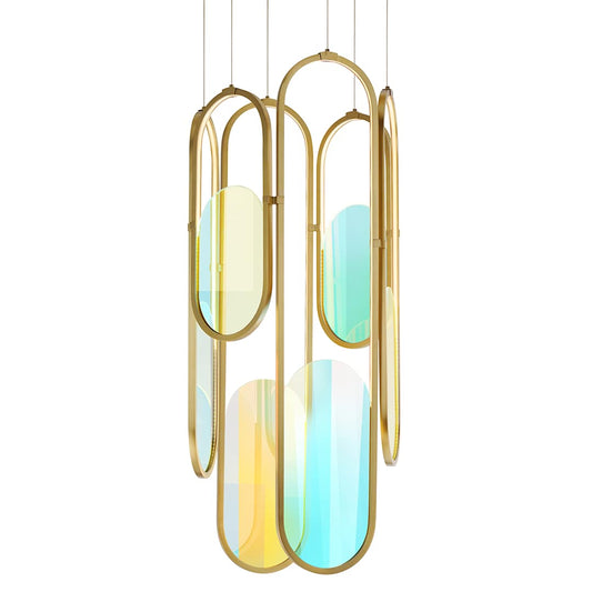 Trance 18" Wide LED Multi Light Pendant with Dichroic Glass Shades