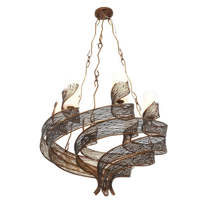 Flow 6 Light 29" Hand Forged Recycled Steel Chandelier