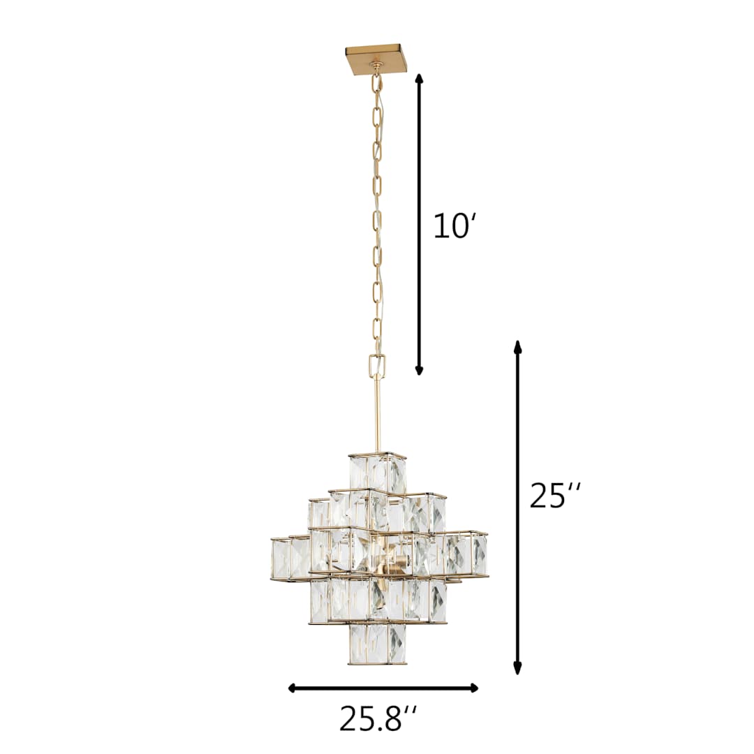 Cubic 6 Light 26" Wide Crystal Chandelier