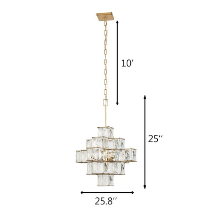 Cubic 6 Light 26" Wide Crystal Chandelier