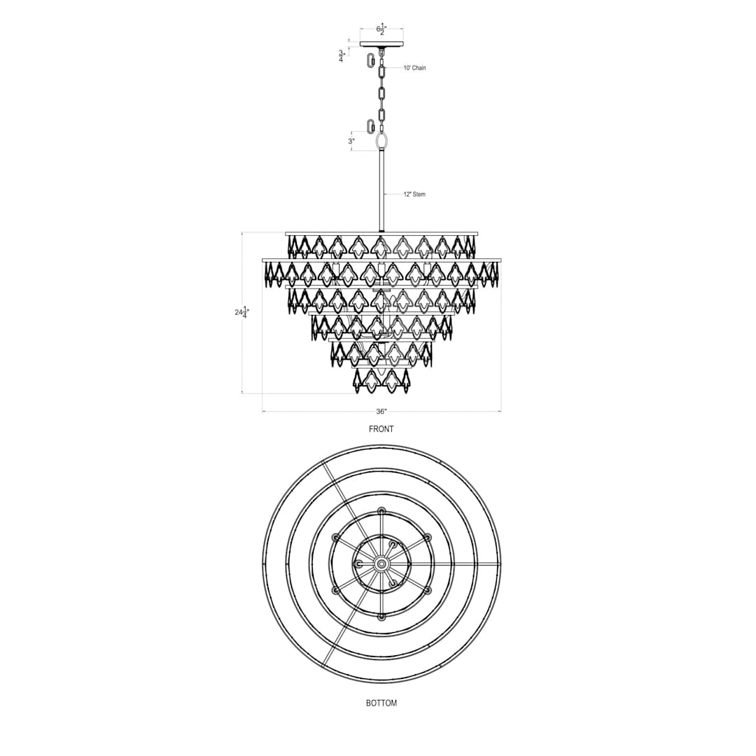 Fleur 10 Light 36" Wide Ring Chandelier