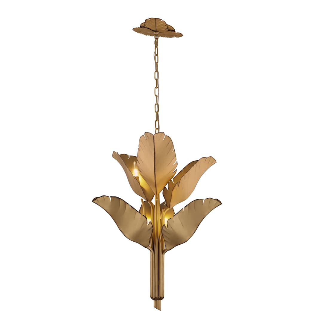 Banana Leaf 6 Light 23" Wide Abstract Candle Style Chandelier