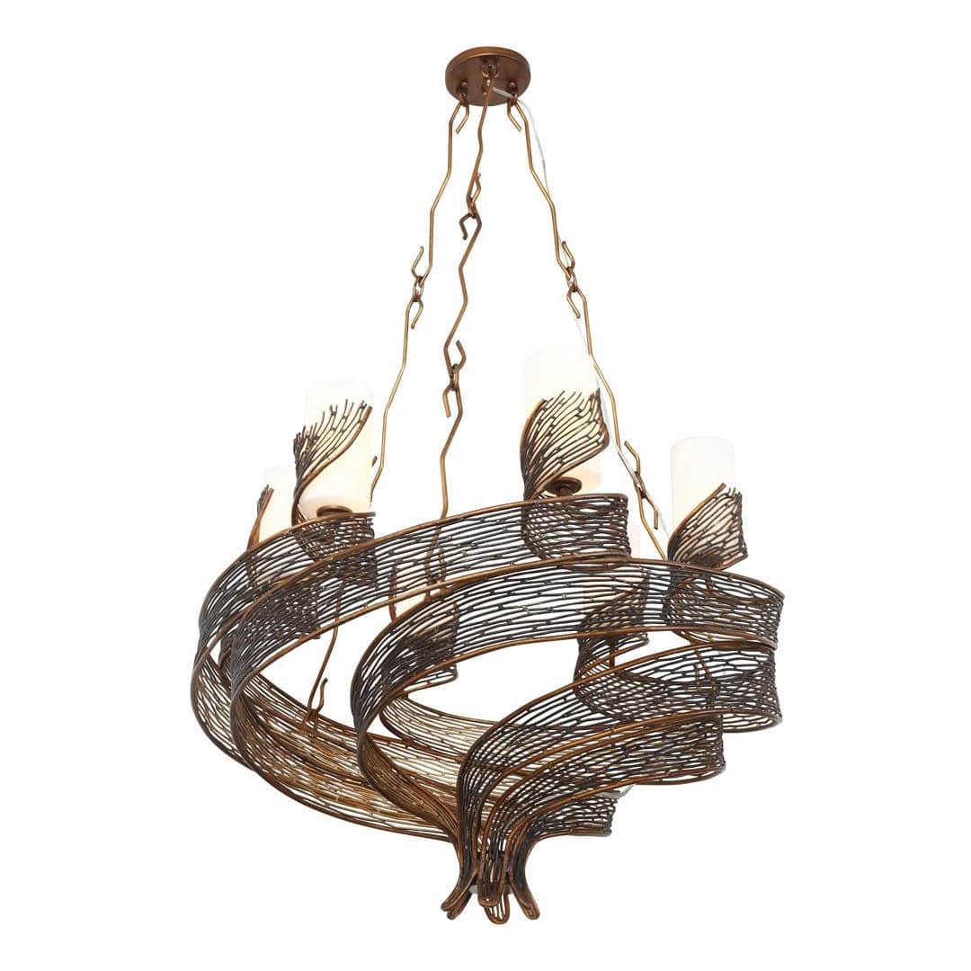 Flow 6 Light 29" Hand Forged Recycled Steel Chandelier