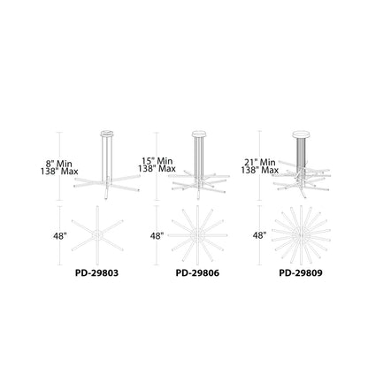 Stack 9 Light 48" Wide Integrated LED Chandelier with Acrylic Shades